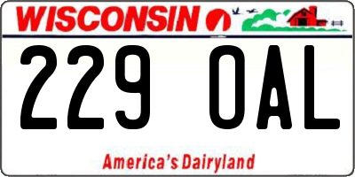 WI license plate 229OAL