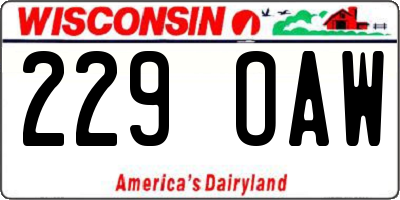 WI license plate 229OAW