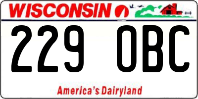 WI license plate 229OBC