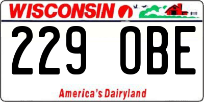 WI license plate 229OBE
