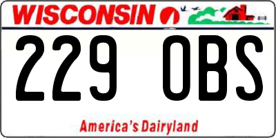 WI license plate 229OBS