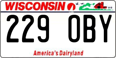 WI license plate 229OBY