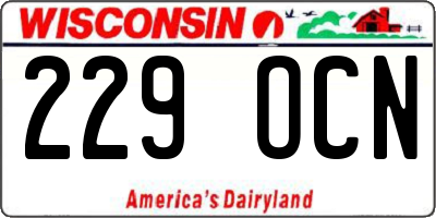 WI license plate 229OCN