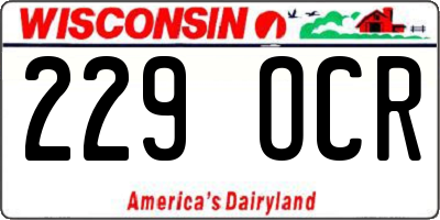 WI license plate 229OCR