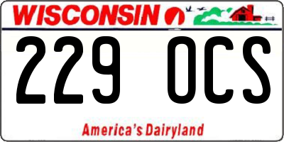 WI license plate 229OCS