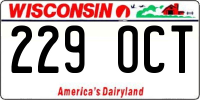WI license plate 229OCT