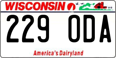 WI license plate 229ODA