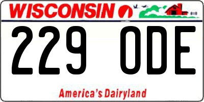 WI license plate 229ODE