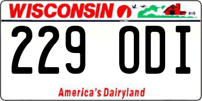 WI license plate 229ODI