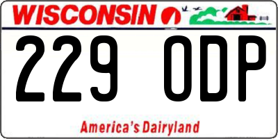 WI license plate 229ODP