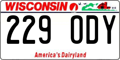 WI license plate 229ODY
