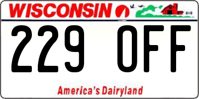 WI license plate 229OFF