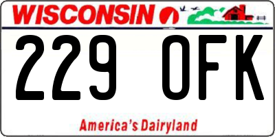 WI license plate 229OFK