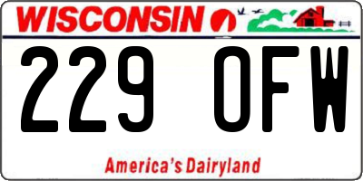 WI license plate 229OFW