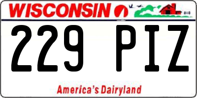 WI license plate 229PIZ