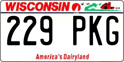 WI license plate 229PKG