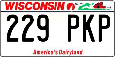 WI license plate 229PKP