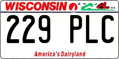 WI license plate 229PLC