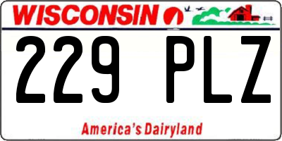 WI license plate 229PLZ