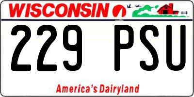 WI license plate 229PSU