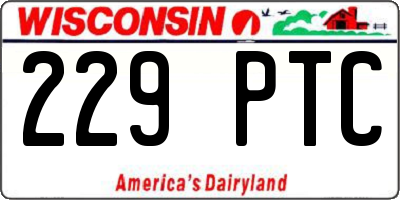 WI license plate 229PTC