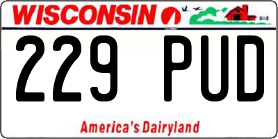 WI license plate 229PUD