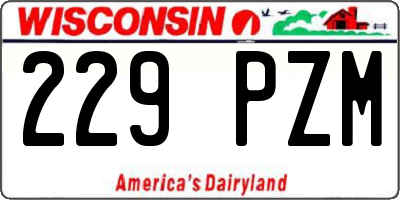 WI license plate 229PZM