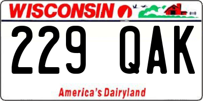 WI license plate 229QAK