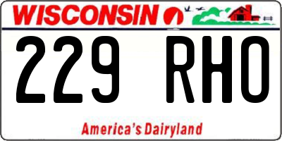 WI license plate 229RHO