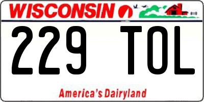 WI license plate 229TOL