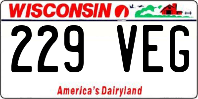 WI license plate 229VEG