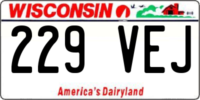 WI license plate 229VEJ