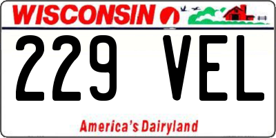WI license plate 229VEL