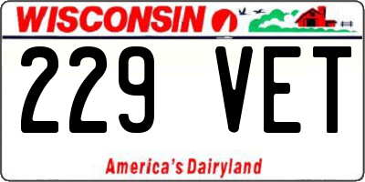 WI license plate 229VET
