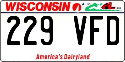 WI license plate 229VFD