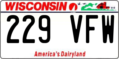 WI license plate 229VFW