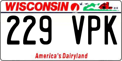 WI license plate 229VPK