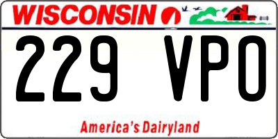 WI license plate 229VPO