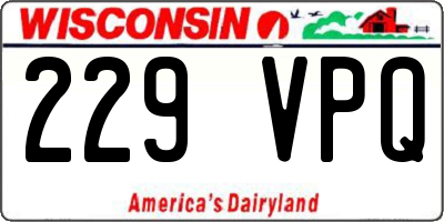 WI license plate 229VPQ
