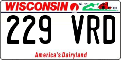 WI license plate 229VRD