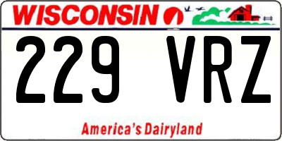 WI license plate 229VRZ