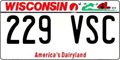 WI license plate 229VSC