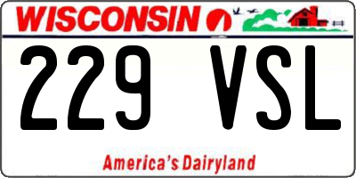 WI license plate 229VSL