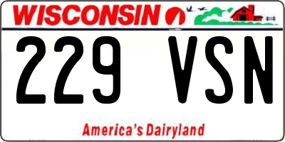 WI license plate 229VSN