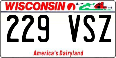 WI license plate 229VSZ