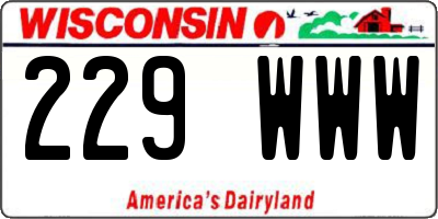 WI license plate 229WWW
