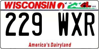 WI license plate 229WXR