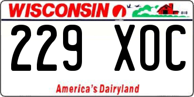 WI license plate 229XOC