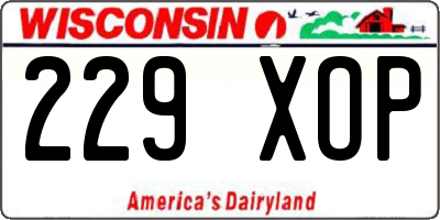 WI license plate 229XOP