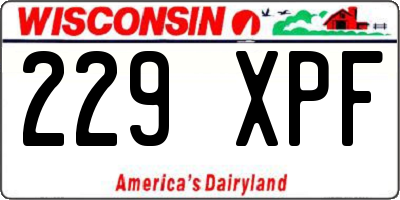 WI license plate 229XPF